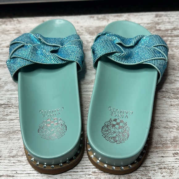 VINCE CAMUTO KEVIND BLING ULTRA CORAL SLIDE SANDALS SZ 9.5 - Picture 6 of 11